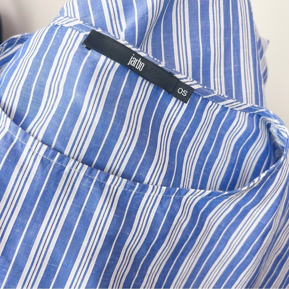 Jarbo Italian Linen Blue Striped Tunic Dress - Picture 7 of 9